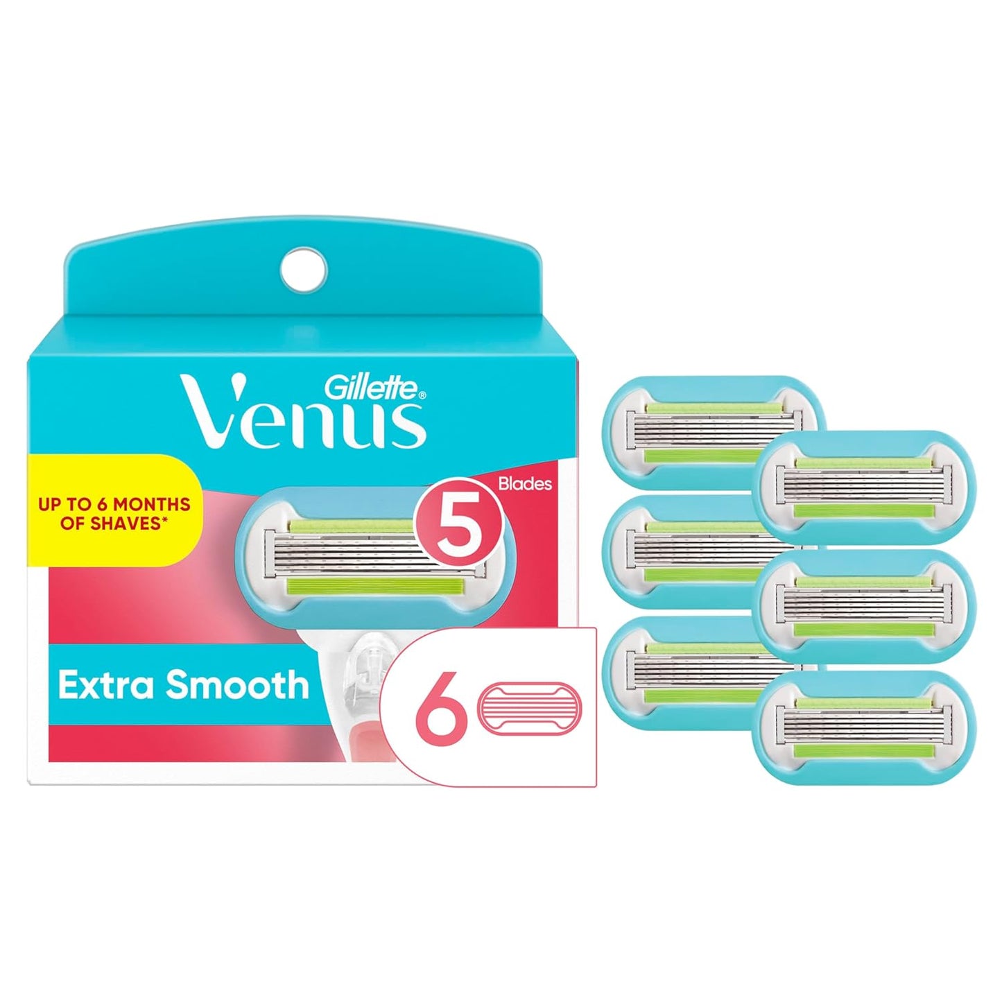 Extra Smooth Womens Razor Blade Refills, 6 Count, Designed for a Close, Smooth Shave