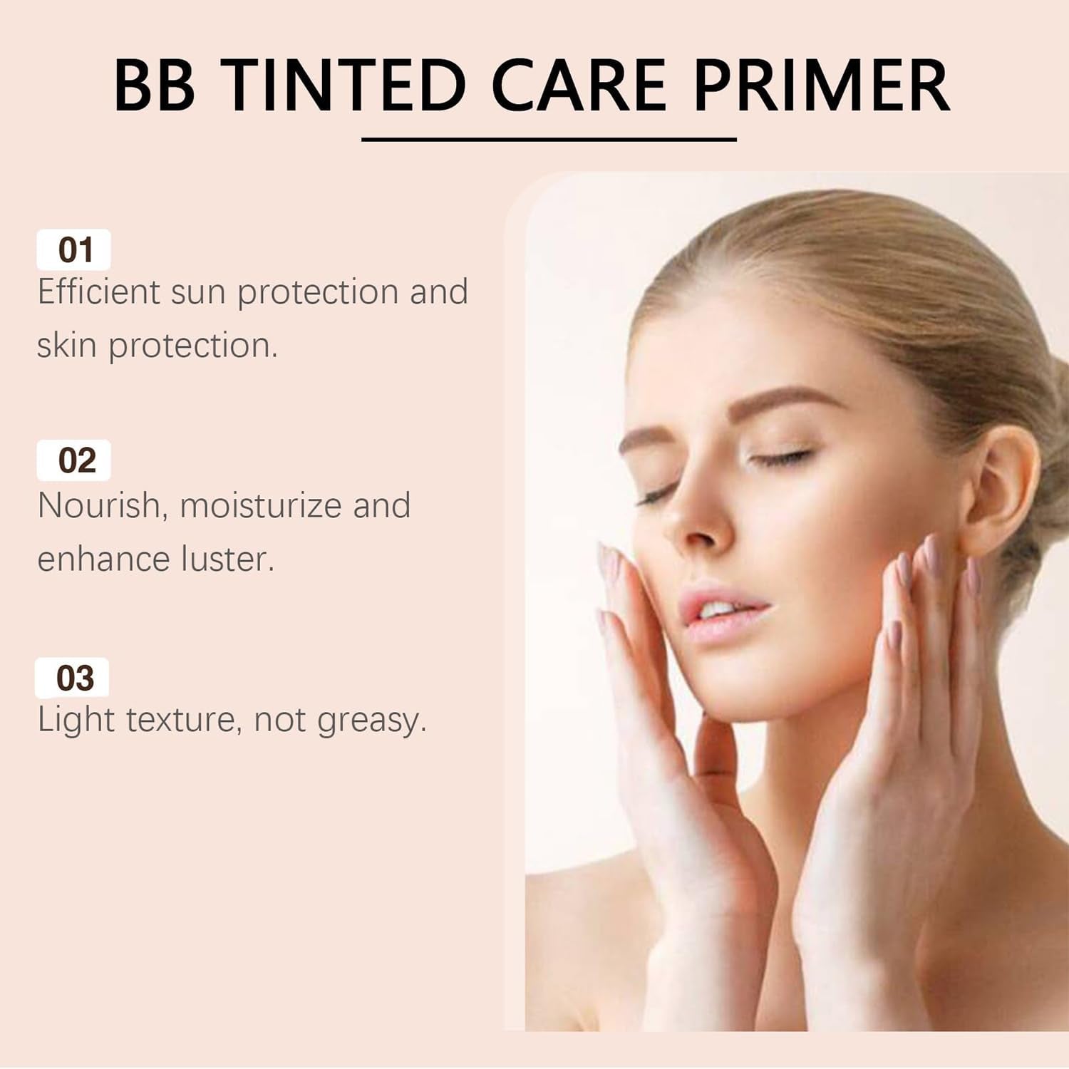 BB Tinted Moisturizer SPF 30, BB Tinted Care Primer, BB Tinted Care Primer with Brush, Full Coverage Light-Medium Skin Color Hydrating & Smoothing(Natural*2 with Brush)