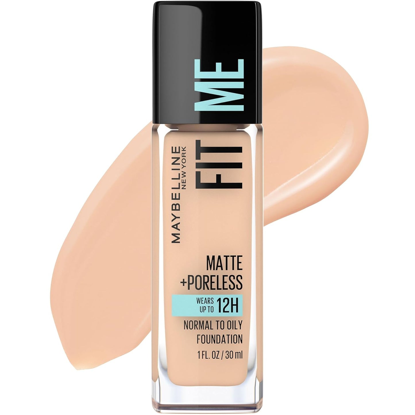 Fit Me Matte + Poreless Liquid Oil-Free Foundation Makeup, Warm Nude, 1 Count (Packaging May Vary)