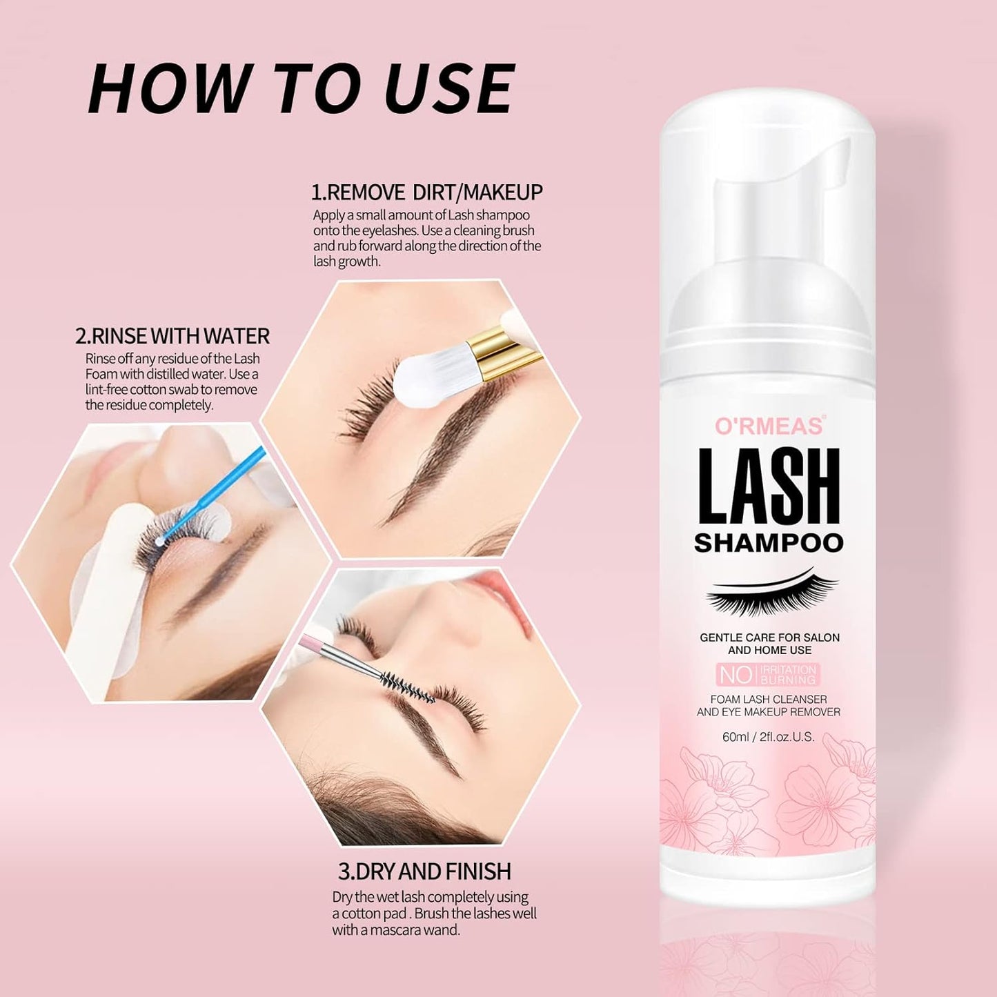 Lash Shampoo for Eyelash Extension Removal, 50Ml - Gentle, Natural Formula, Nourishing, Foaming Cleansing, Paraben & Sulfate Free