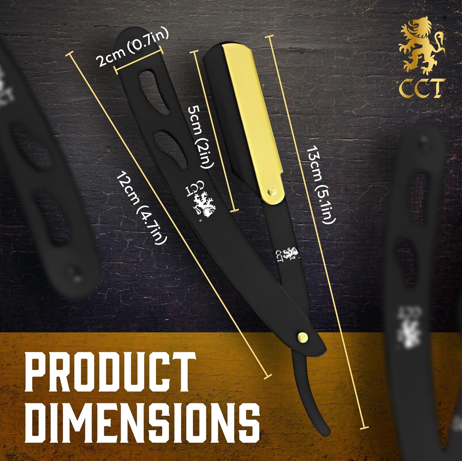 ® Cut Throat Razor Kit with Travel Pouch - Black & Gold Stainless Steel Professional Barber Single Straight Edge for Men - Moustache Shaver & Beard Shaper