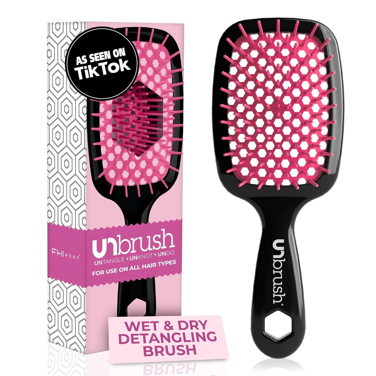 Unbrush Detangling Brush for Pain-Free Brushing on All Wet or Dry Hair Types — Durable Duoflex Anti-Static Bristles, Lightweight Handle, Vented Hair Brush