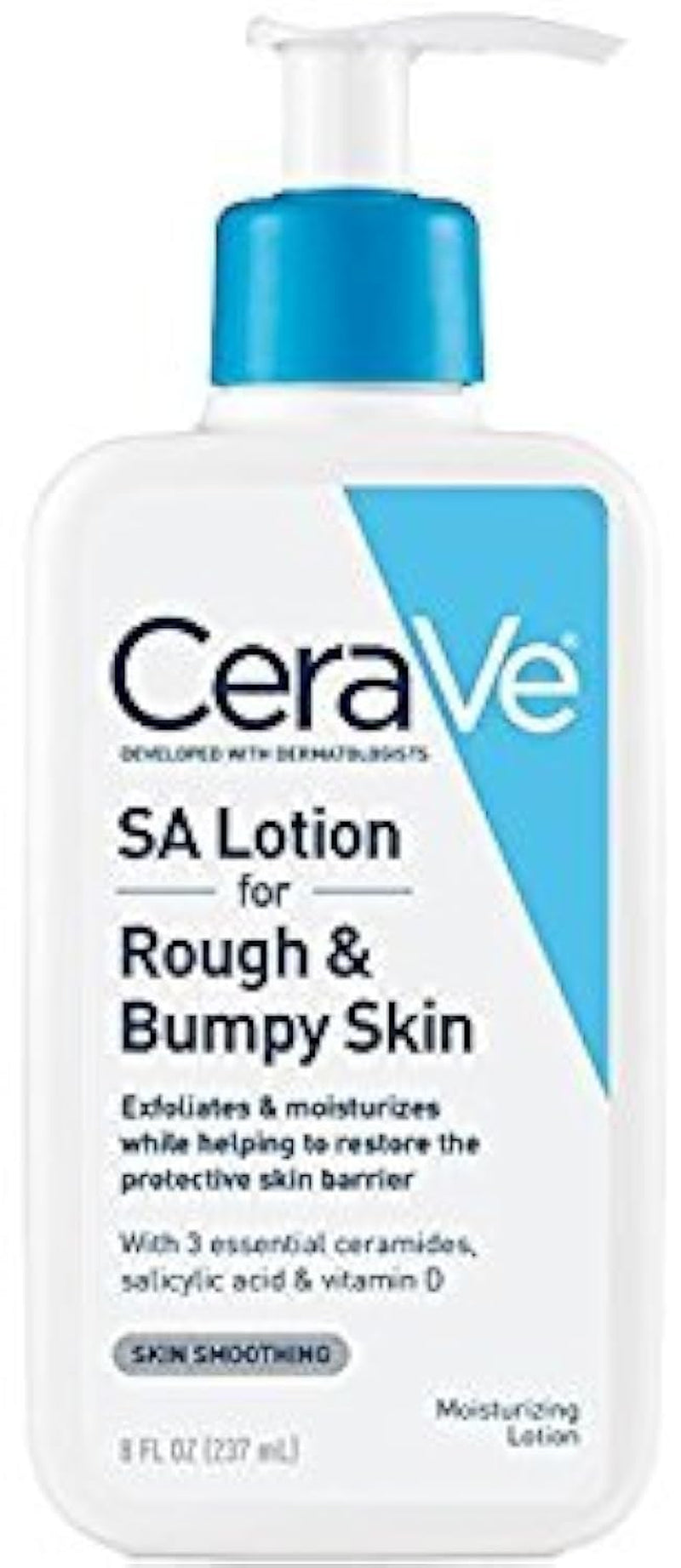 SA Lotion for Rough & Bumpy Skin, Vitamin D, Hyaluronic Acid, Lactic Acid & Salicylic Acid Lotion, Fragrance Free & Allergy Tested, 8 Ounce