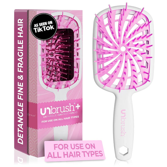 Unbrush plus — Curly Hair Brush for Gentle & Effective Detangling on Wet or Dry Fragile Hair Types — Detangler Brush W/ 84 Ultraflex Bristles, Ultra-Light, Vented, anti Static Hairbrush