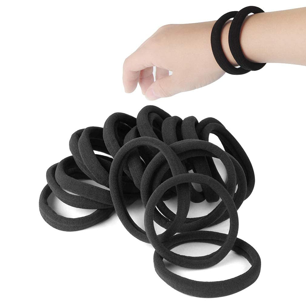 120 Pieces Black Hair Ties for Thick and Curly Hair Ponytail Holders Hair Elastic Band for Women or Men(4Mm)