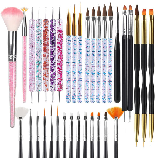 35Pcs Nail Art Pens Brushes,Nail Art Tool Set,Nail Dotting Tools,Nail Dust Brush,Striping Nail Art Brushes for Long Lines,Nail Drawing Pen for Nail Design