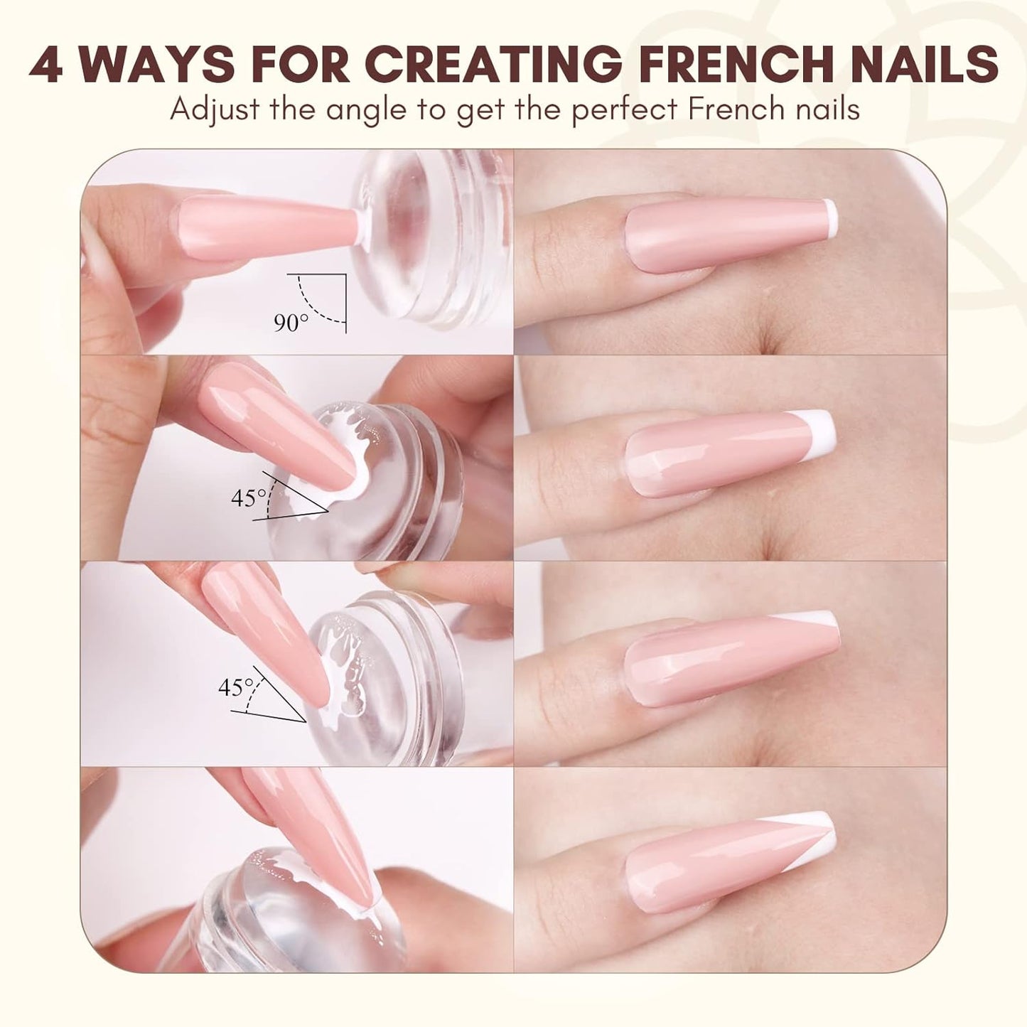 French Tip Stamp: 14PCS French Tip Nail Tool with Replaceable Stamper Head, Clear Silicone Nail Stamper Kit French Nail Stamper with Scrapers for French Manicure Tool Home DIY Nail Art Salon