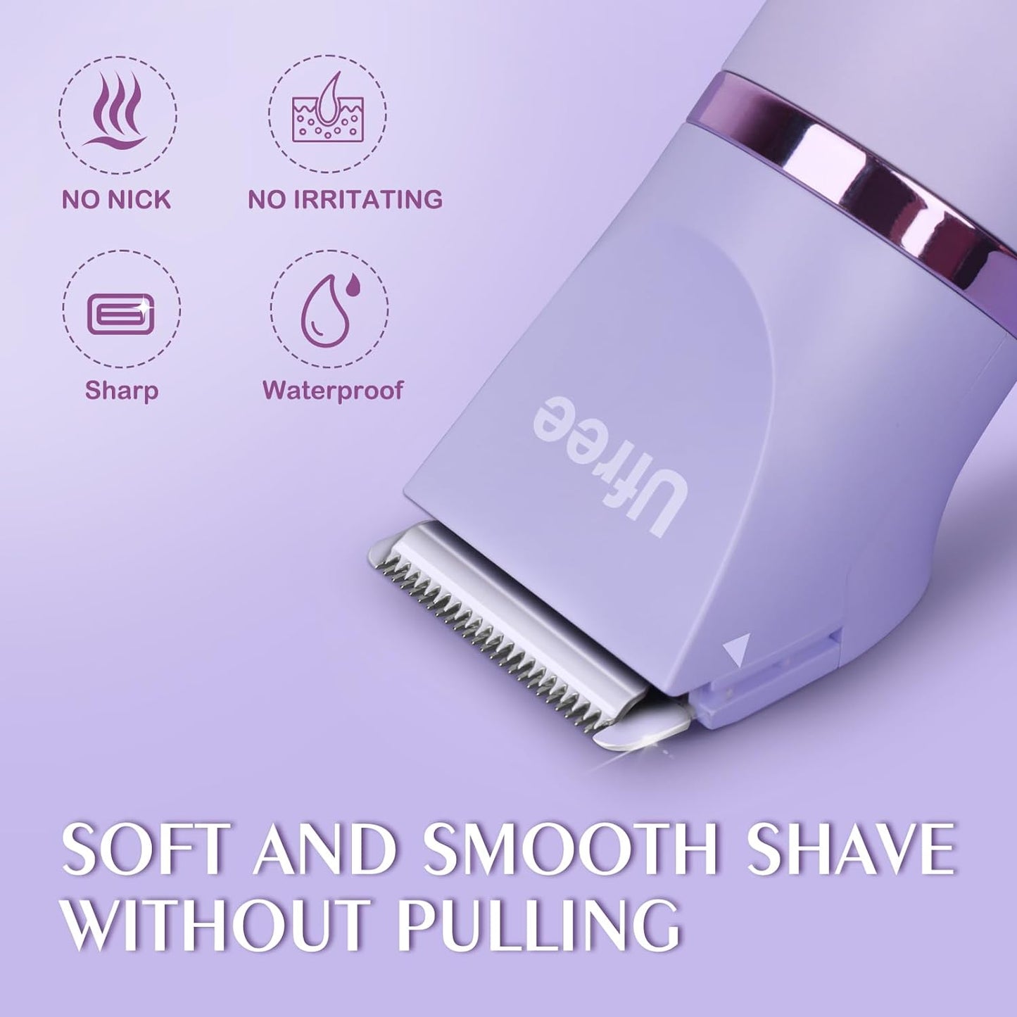 Bikini Trimmer for Women, Electric Razors for Women, Rechargeable Pubic Hair Trimmer Womens Electric Shaver for Legs Body Hair, Bikini Shaver IPX7 Waterproof, Gifts for Women, Purple