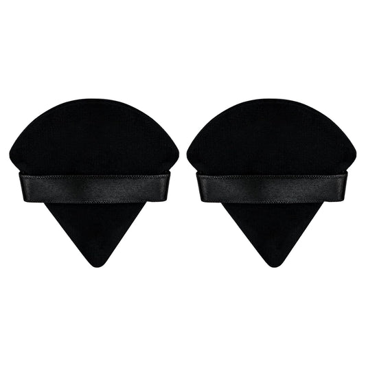 2Pcs Triangle Powder Puffs, Face Makeup Puff for Body Loose Powder Beauty Makeup Tool Black