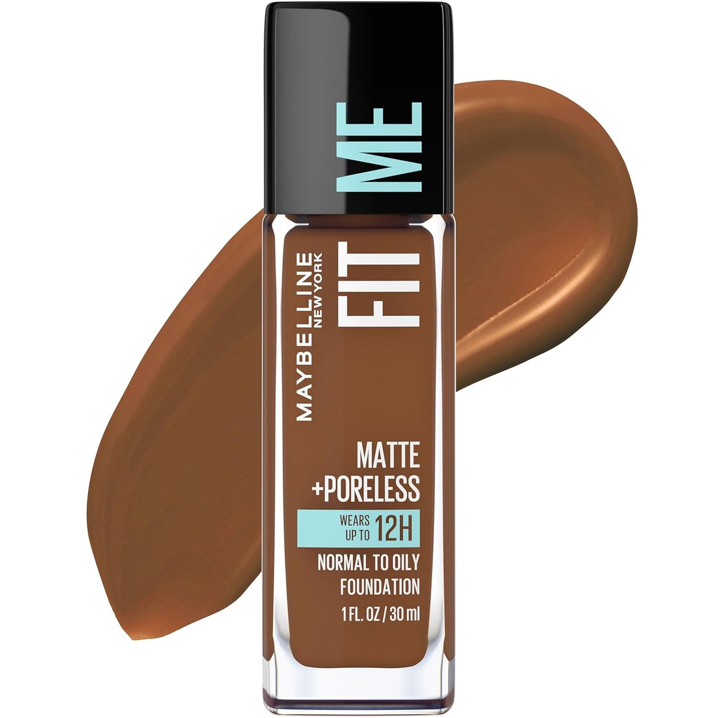 Fit Me Matte + Poreless Liquid Oil-Free Foundation Makeup, Warm Nude, 1 Count (Packaging May Vary)