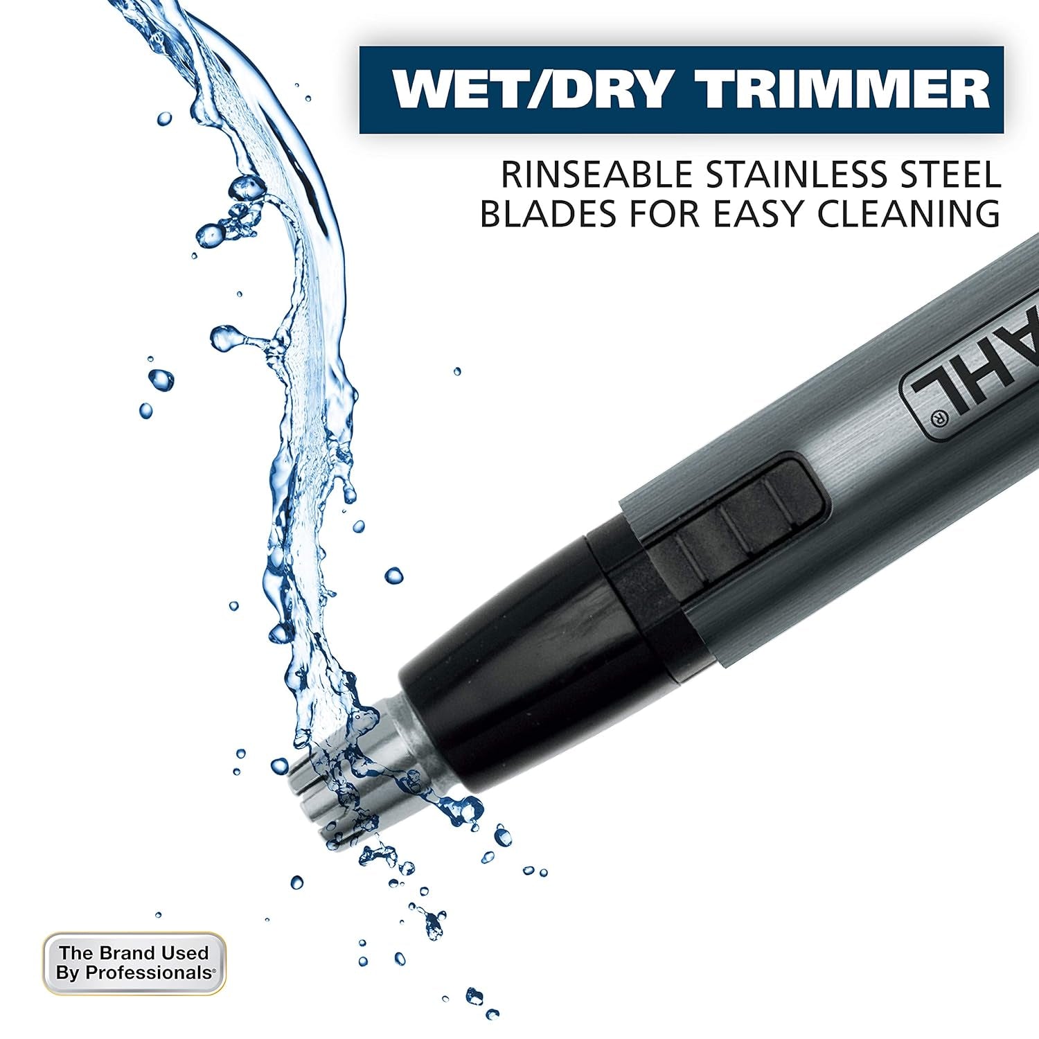 Micro Groomsman Battery Personal Trimmer for Hygienic Grooming with Rinseable, Interchangeable Heads for Eyebrows, Neckline, Nose, Ears, & Other Detailing - 05640-600