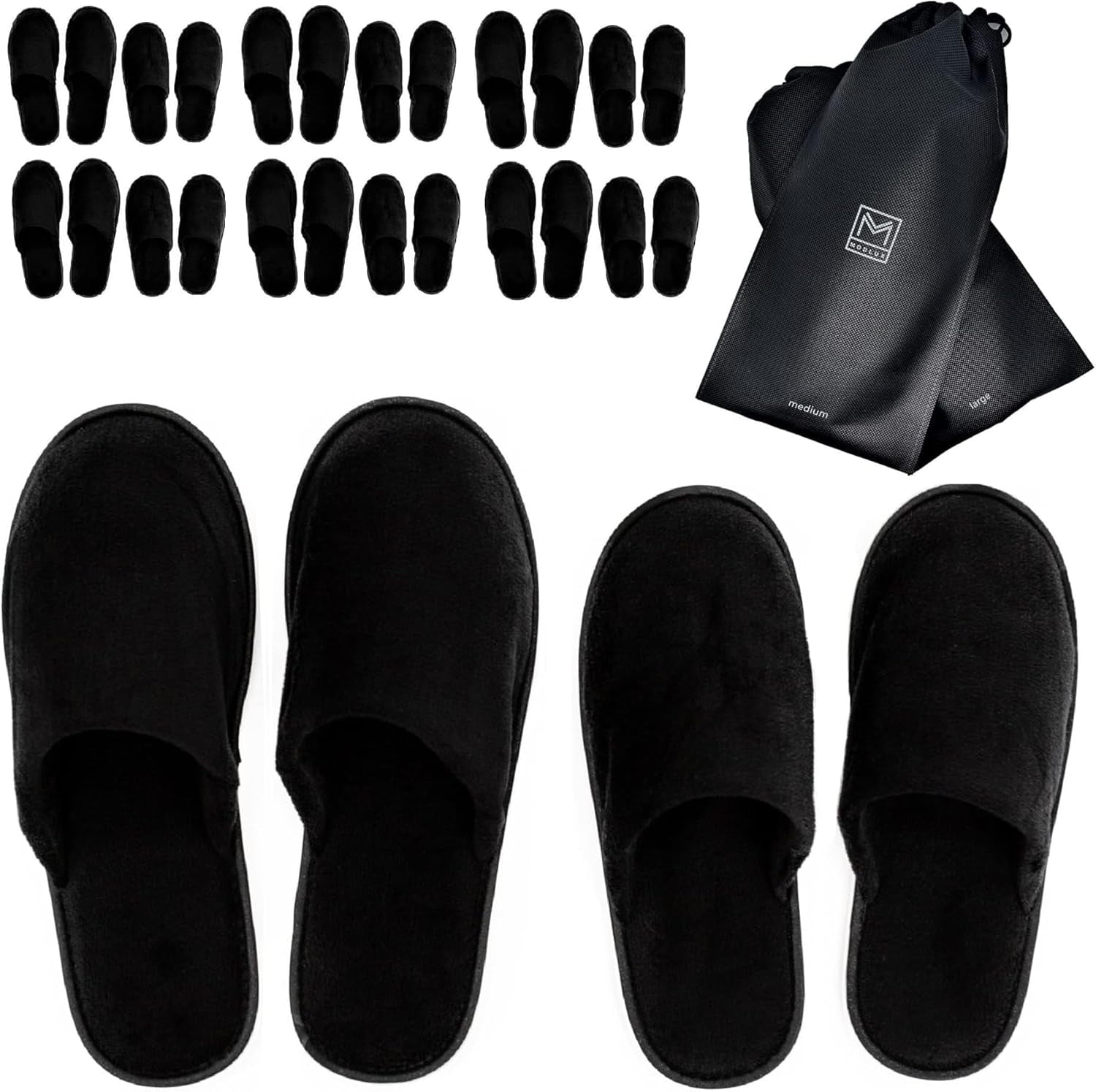 Spa Slippers, 6-12 Pairs Cotton Velvet Closed Toe Disposable Slippers for Guests with Travel Bags, House, Indoor, Bathroom, Bedroom, Hotel, Bride Slippers