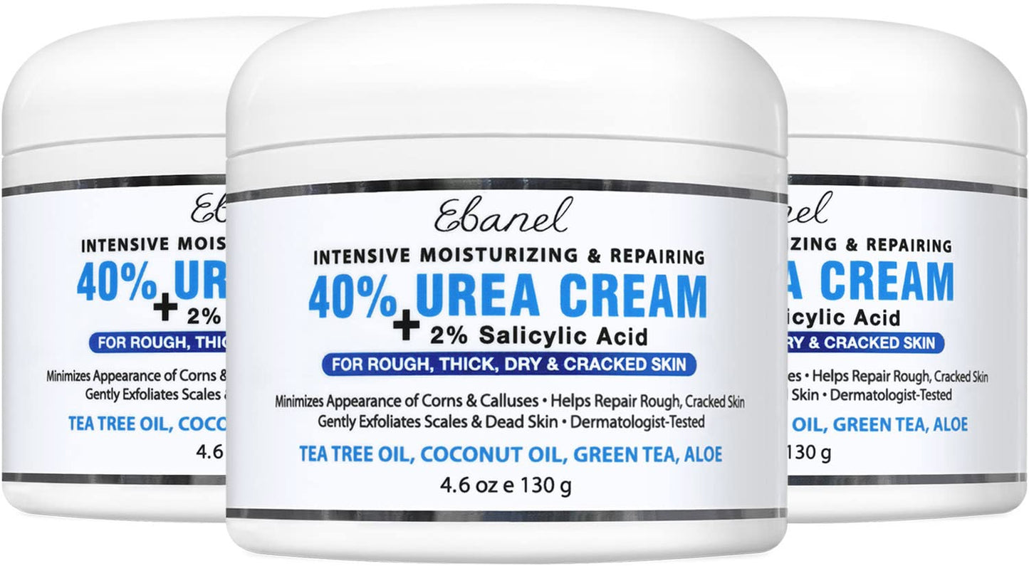 Urea Cream 40% plus Salicylic Acid 2%, Foot Cream for Dry Cracked Heels Feet Knees Elbows Hands, Foot Dead Skin Cuticle Callus Remover Toenail Softener, Keratolytic Skin Barrier Repair