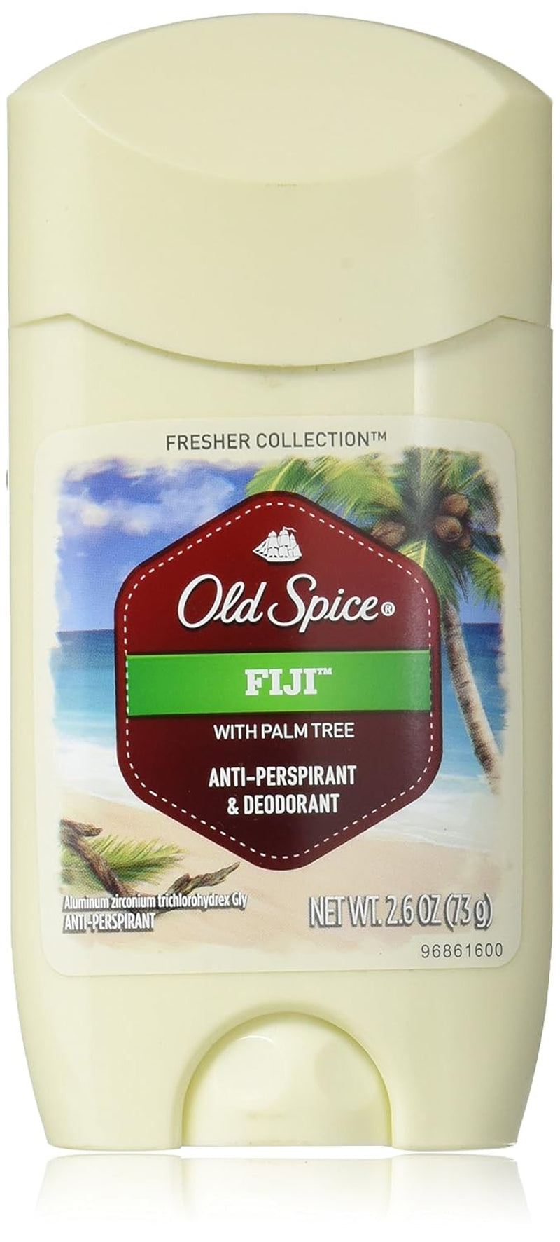 Antiperspirant Deodorant for Men, 24/7 Sweat and Odor Protection, Advanced Skin Conditioners, Fiji with Palm Tree Scent, Invisible Solid, 2.6 Oz (Pack of 2)