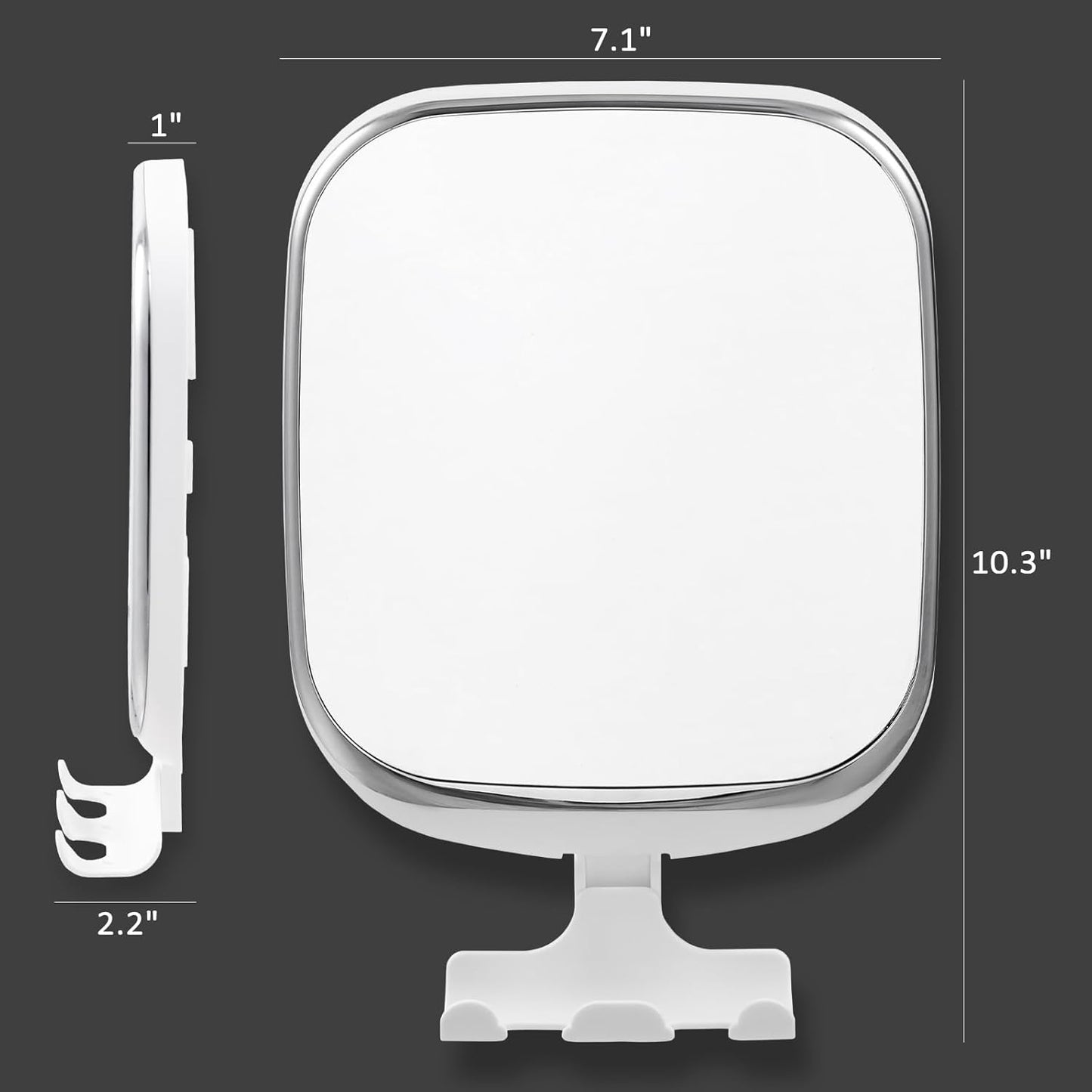 Shower Mirror Fogless for Shaving, anti Fog Shaving Mirror with Razor Holder No-Drilling,Removable,Shatterproof & Waterproof,Wall Mounted Bathroom Accessories with Powerful Suction(White)