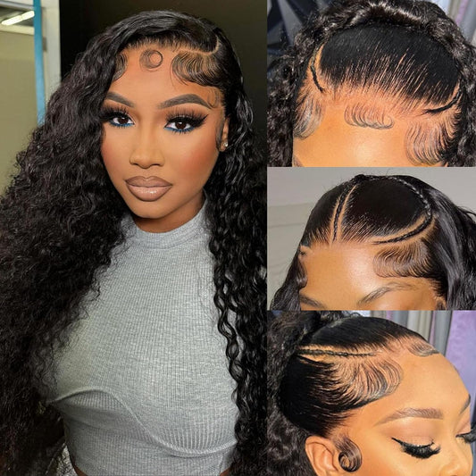 Deep Wave Lace Front Wigs Human Hair 200% Density 20 Inches HD Deep Wave Wig Human Hair Lace Front Wigs Deep Curly Human Hair Wig for Women 13X4 Deep Wave Frontal Wig Pre Plucked with Baby Hair