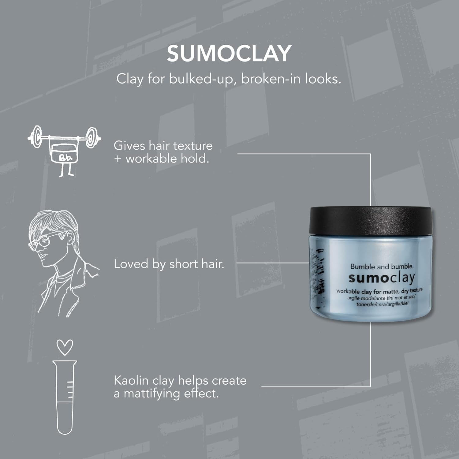 . Sumoclay Matte Texture Clay | Workable Texture, Moldable Hold + Matte Finish | Wavy, Straight, 1.5 Ounce