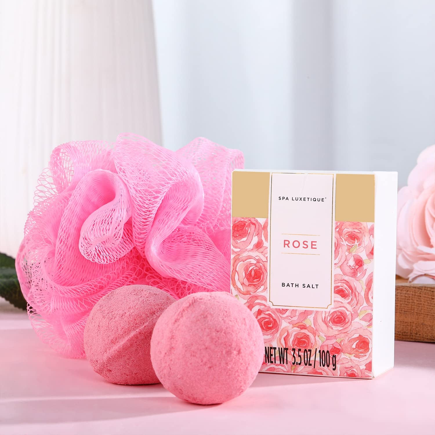 Gift Set for Women,  Bath Sets for Women Gift, 8 Pcs Rose Spa Basket Includes Bubble Bath, Shower Gel, Body Lotion, Birthday Spa Gifts, Mothers Day Gifts for Mom