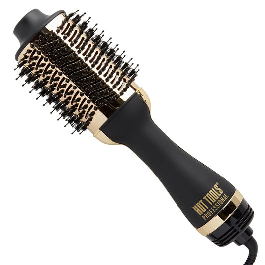 24K Gold One-Step Hair Dryer and Volumizer | Style and Dry Quickly with Less Frizz, Professional Blowout with Ease for Shiner, Healthier-Looking Hair