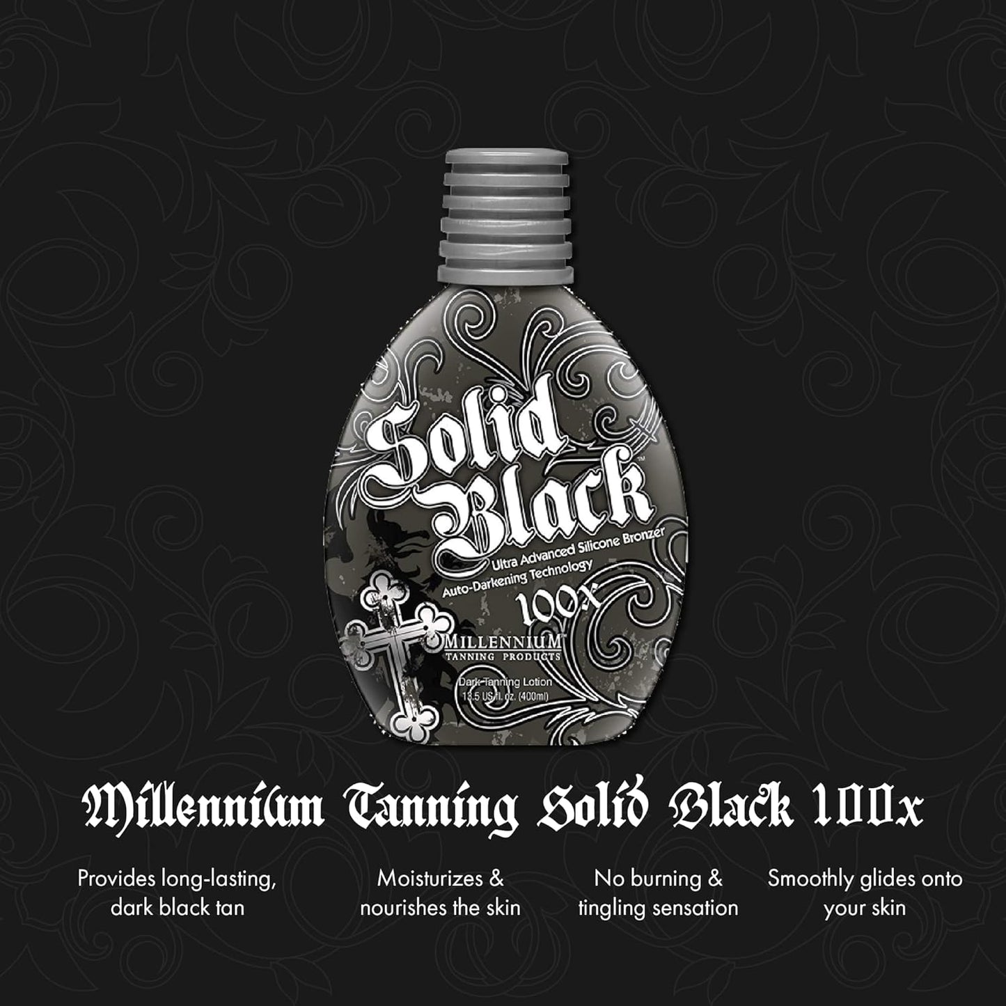 Millennium Tanning Solid Black 100X Indoor Tanning Lotion for Tanning Beds (13.5 Fluid Ounces)