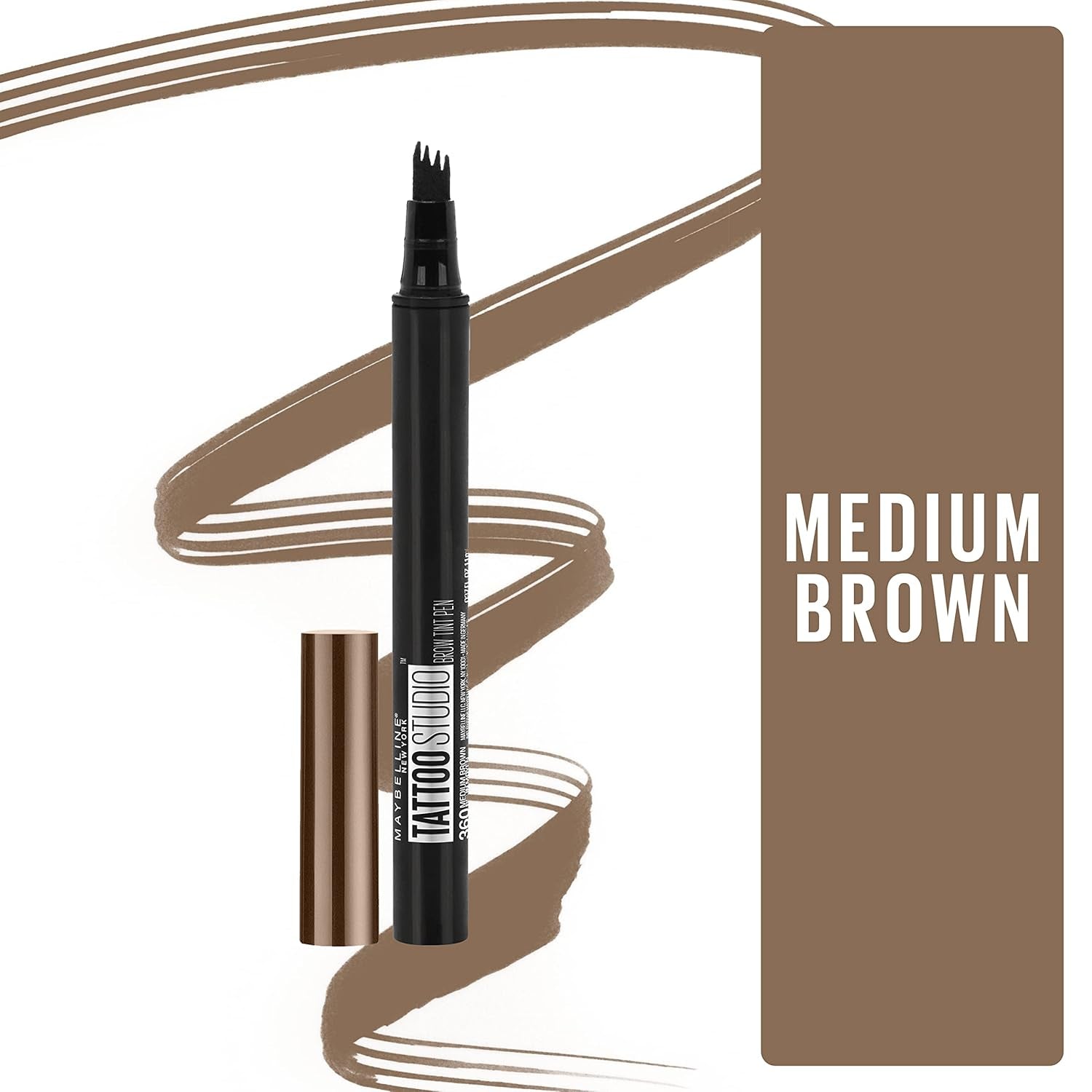 New York Tattoostudio Brow Tint Pen Makeup, Medium Brown, 0.037 Fl. Oz.