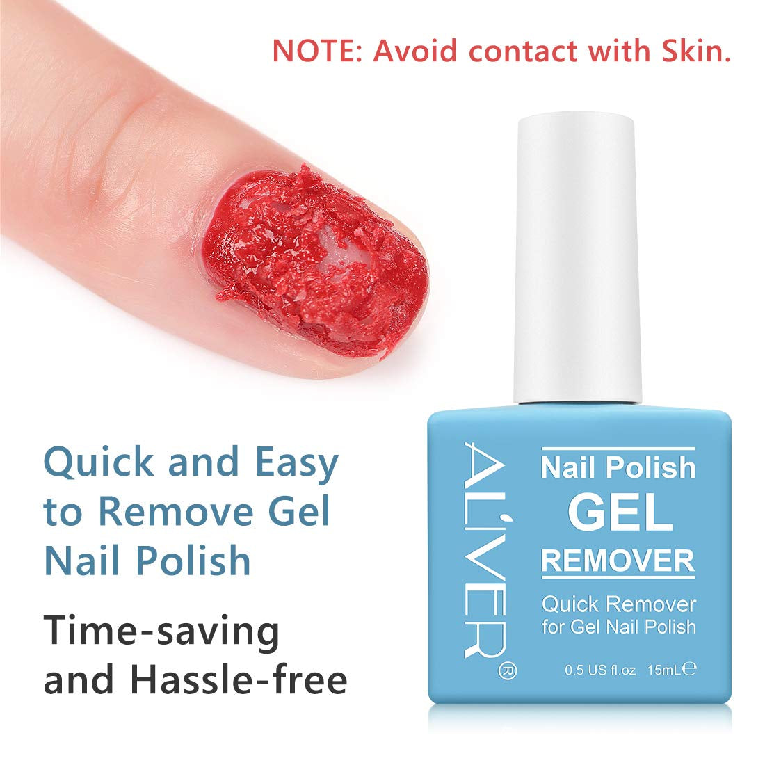 Gel Nail Polish Remover 1Pcs, Professional Gel Polish Remover for Nails, No Need for Foil, Quick & Easy Polish Remover in 2-3 Minutes, No Need Soaking or Wrapping-15Ml