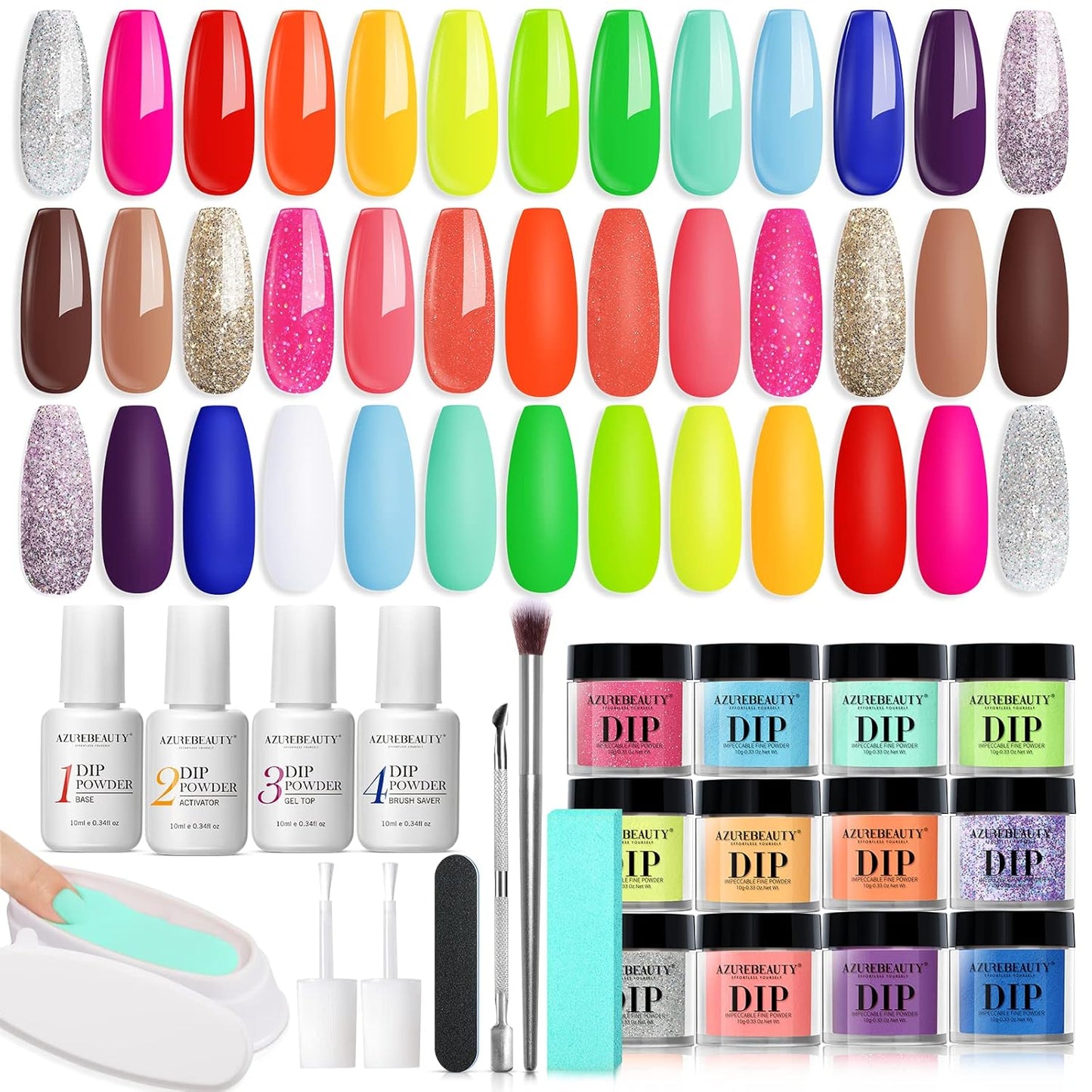 31 Pcs Dip Powder Nail Kit 20 Colors Glitter Nude Brown Pink White Gray Dip Powder Liquid Set with Top/Base Coat Activator for French Nails Art Manicure DIY Salon Women Valentine'S Gift