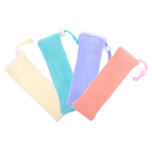 4Pcs Soft Mesh Soap Pouch Bag Set for Cleansing and Foaming Multi Layer Soap Storage Bags 4 Colors Ideal Bathroom Accessories for Soap Bars and Face Wash