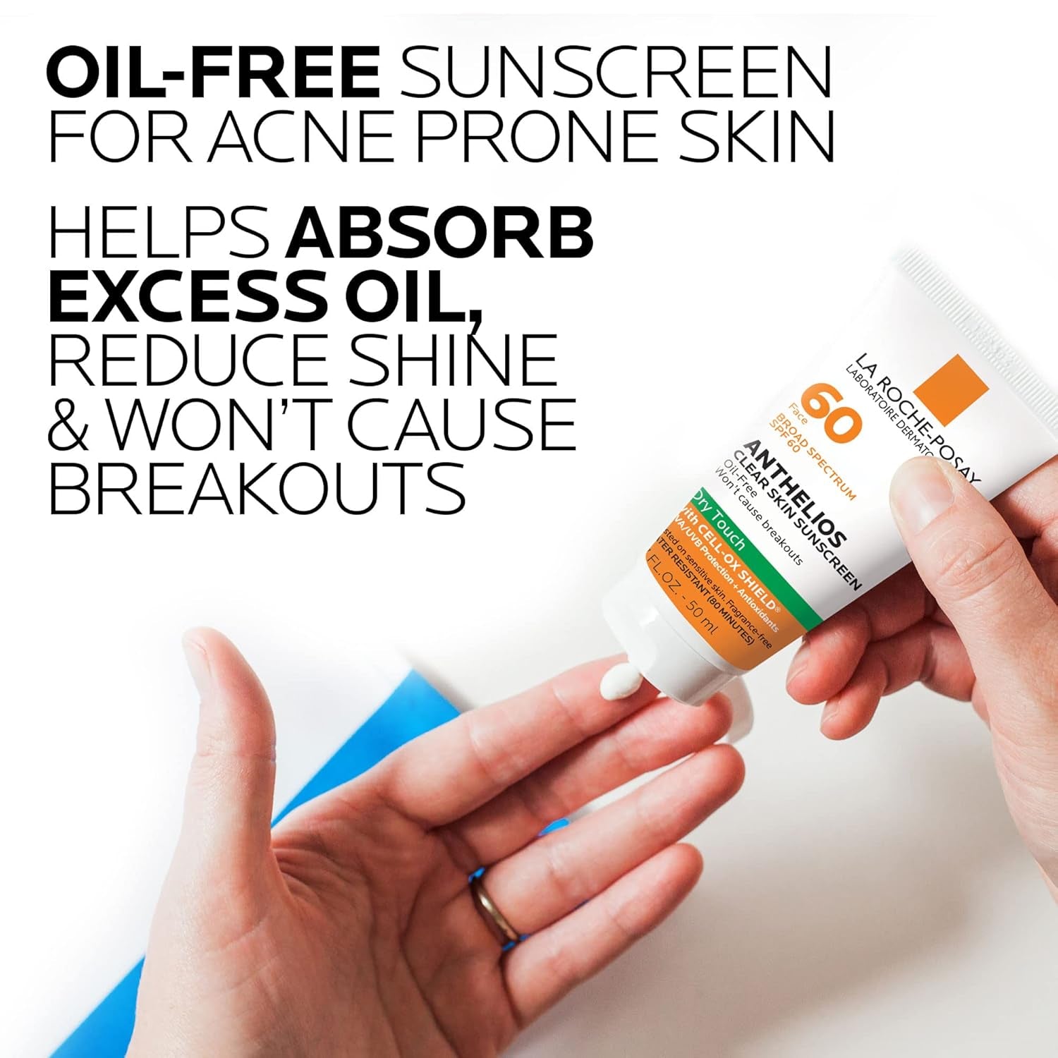 Anthelios Clear Skin Sunscreen Dry Touch SPF 60, Oil Free Sunscreen for Face, Oil Absorbing, Broad Spectrum SPF + Antioxidants, Non-Greasy, Oxybenzone Free, Travel Size