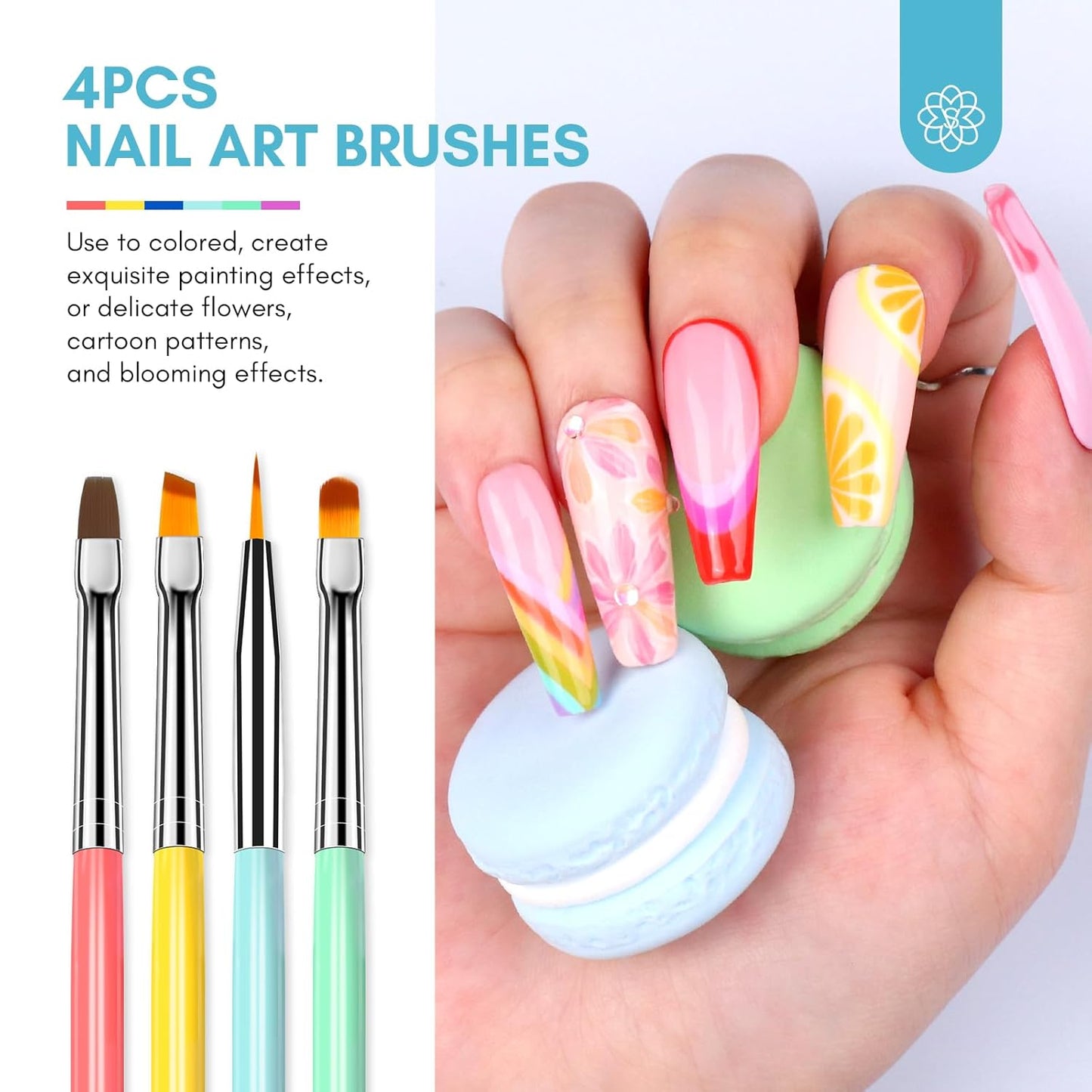 6PCS Nail Art Brushes Set – Multifunctional Nail Brushes for Nail Art Nail Design Brush Gel Nail Brush for Nail Extension Nail Art Liner Brush 3 Sizes Dotting Tools for DIY