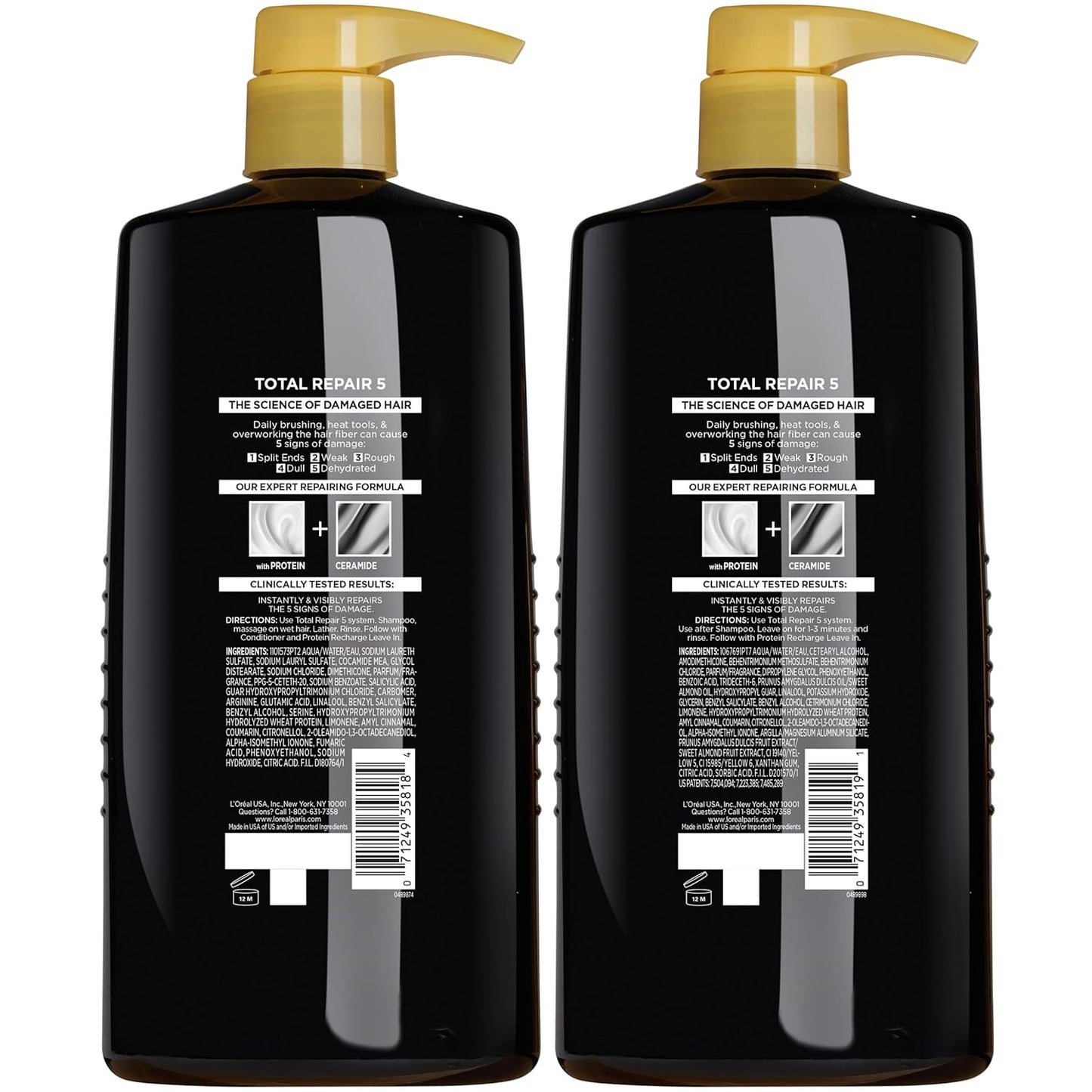 Elvive Total Repair 5 Repairing Shampoo and Conditioner for Damaged Hair, 28 Ounce (Set of 2)