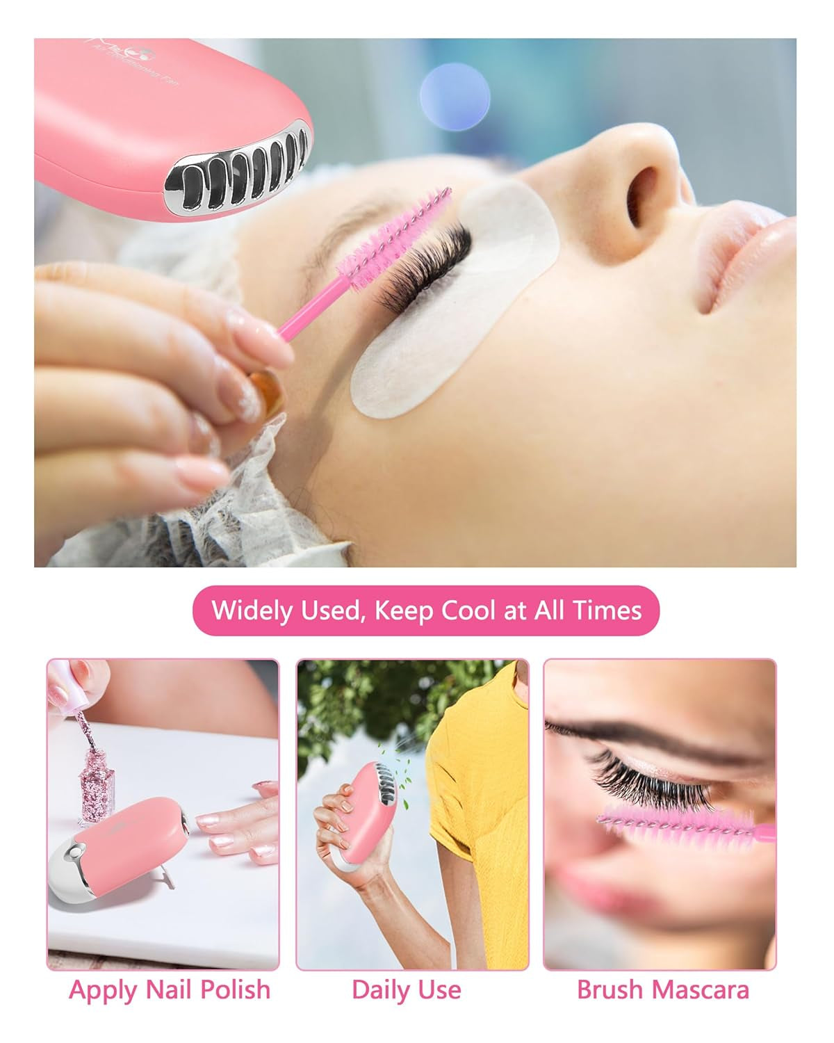 Lash Shampoo for Lash Extensions - 60ML Lash Extension Cleanser with Lash Fan Cleaning Brush Rinse Bottle and 50 Pcs Mascara Brush, Rich Foam Lash Wash for Eyelash Extension Home Use(Pink)