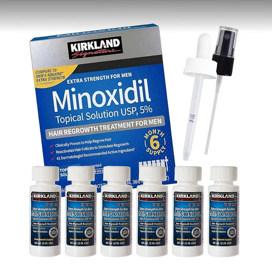 Kirkland Signature,6 Months-Minoxidil 5% Topical Solution Extra Strength Hair Regrowth Treatment for Men,Sprayer Included-Hair Loss Regrowth - Total 12 Oz (6 Count)