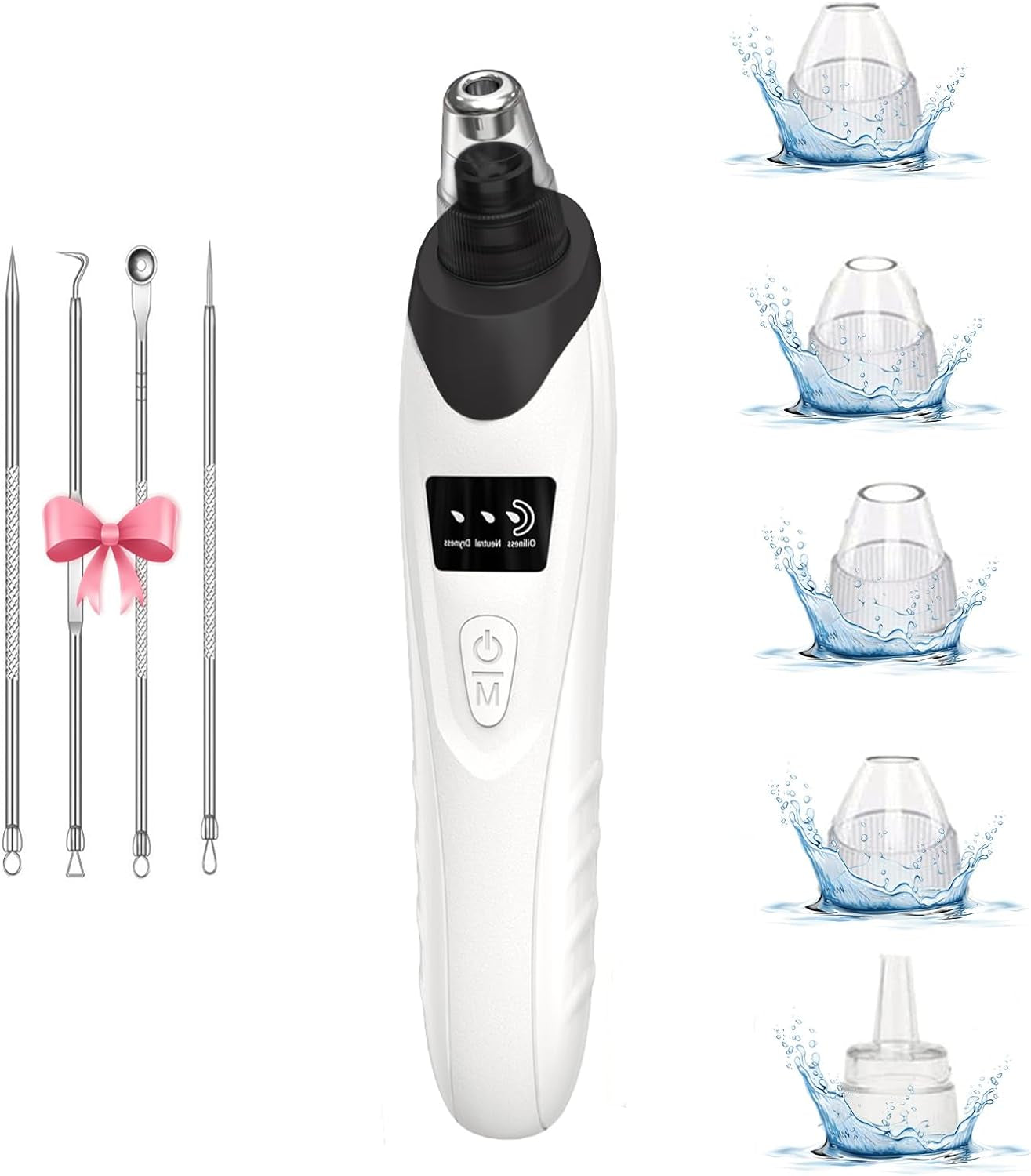 2024 Blackhead Remover Pore Vacuum,Facial Pore Cleaner-5 Suction Power,5 Probes,Usb Rechargeable Blackhead Vacuum Kit Electric Acne Extractor Tool for Adult (White)