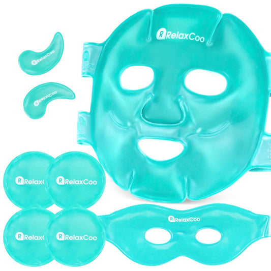 Ice Face Eye Mask for Dark Circles and Puffiness Cold Warm Compress, Gel Cold Cooling Face Mask Package for Women and Men, Migraines, Headache, Stress and Relaxation