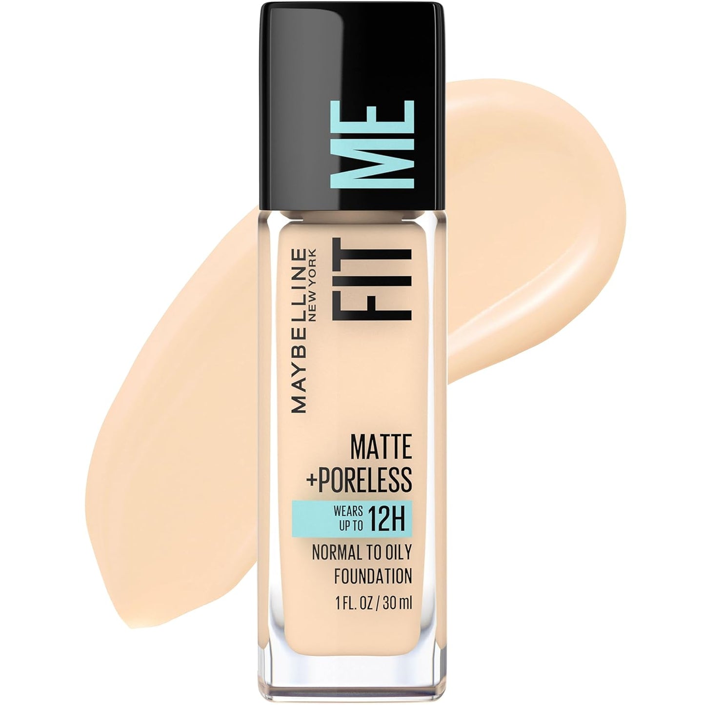 Fit Me Matte + Poreless Liquid Oil-Free Foundation Makeup, Warm Nude, 1 Count (Packaging May Vary)