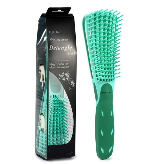 Detangling Brush for Black Natural Hair, Detangler Brush for Curly Hair Afro 3/4Abc Texture, Faster N Easier Detangle Wet or Dry Hair with No Pain (Green)