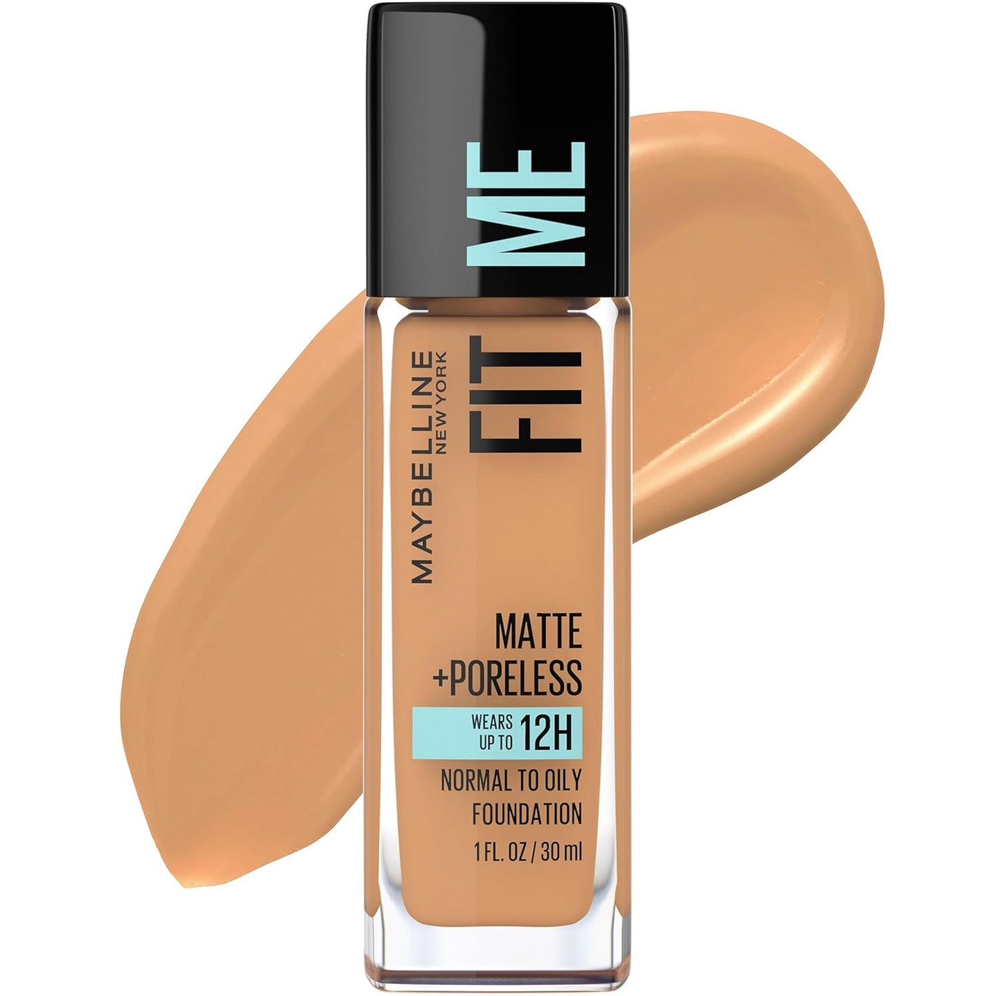 Fit Me Matte + Poreless Liquid Oil-Free Foundation Makeup, Warm Nude, 1 Count (Packaging May Vary)