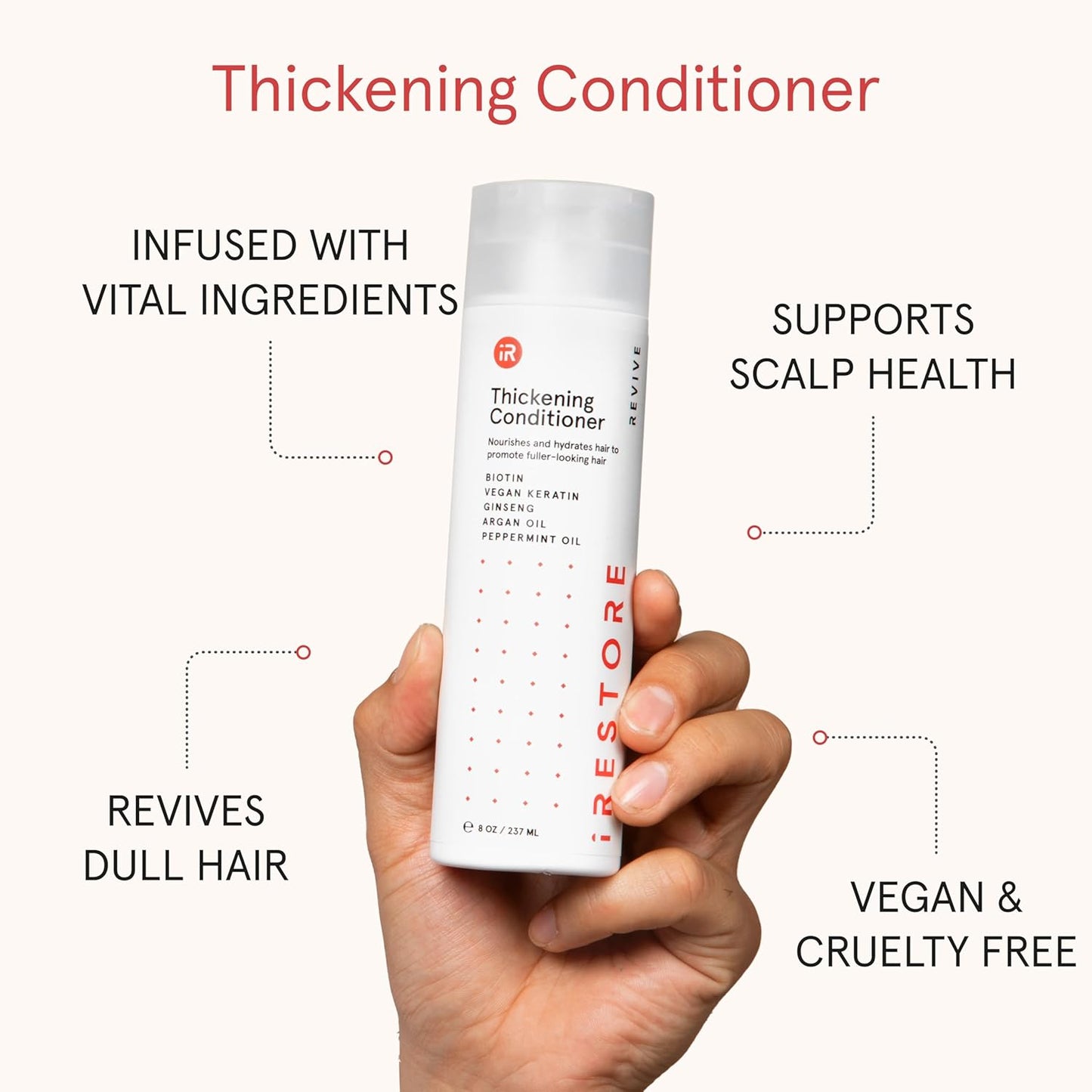 Biotin Hair Conditioner for Damaged Dry Hair - Biotin Conditioner for Fine Hair Growth, Volumizing Thickening Conditioner with Ginseng & Argan Oil to Moisturize, Pair with Hair Loss Shampoo