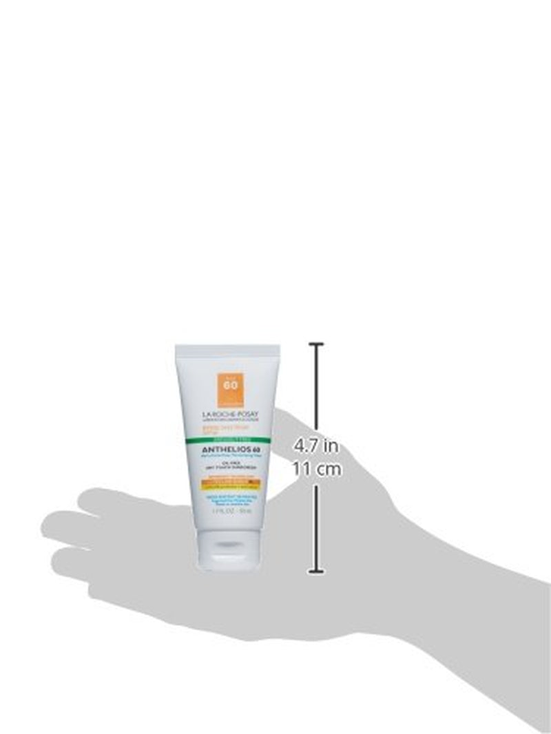 Anthelios Clear Skin Sunscreen Dry Touch SPF 60, Oil Free Sunscreen for Face, Oil Absorbing, Broad Spectrum SPF + Antioxidants, Non-Greasy, Oxybenzone Free, Travel Size