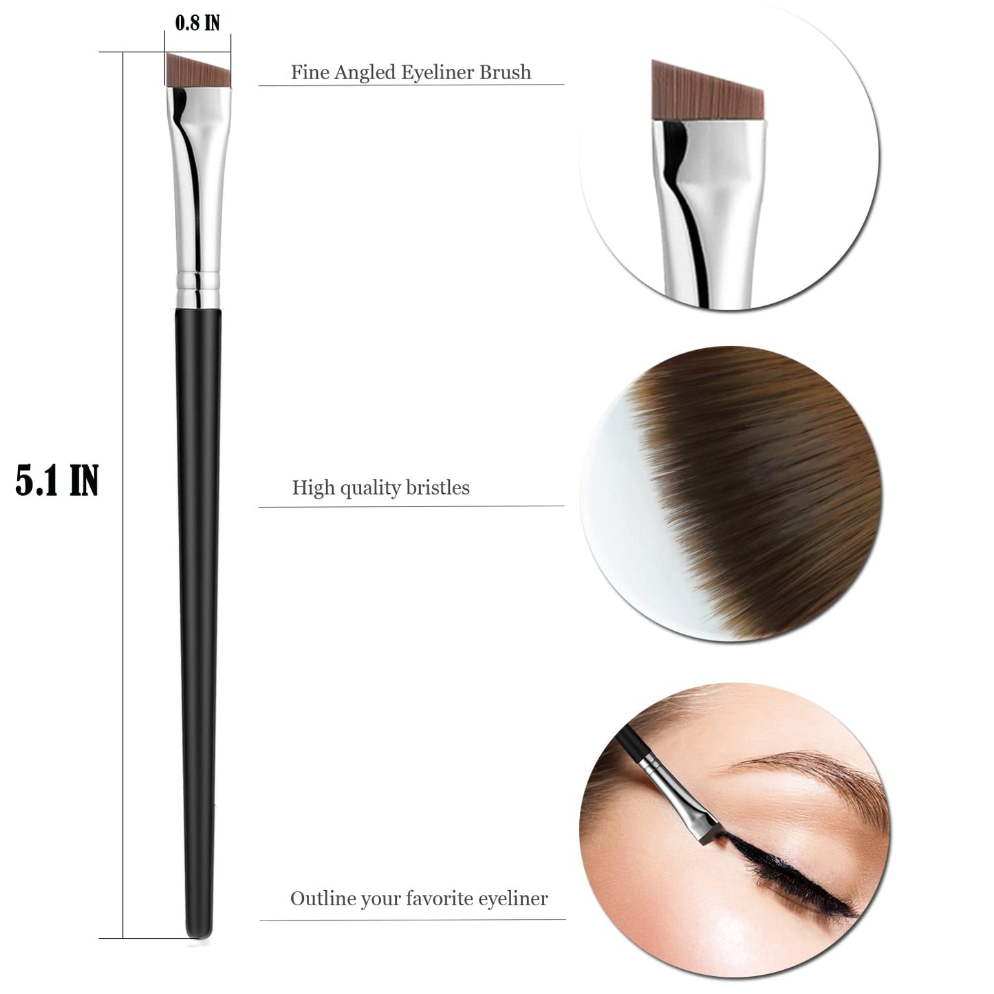 Fine Angled Eyeliner Brush,  Ultra Thin Precision Eyeliner Makeup Brushes Set, Fine Point Eyeliner Brush, Synthetic Bristles Eye Makeup Tool (3 Pcs)