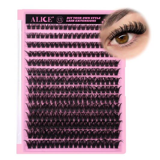 280Pcs Wispy Individual Lashes DIY Eyelash Extensions 8-16MM Fluffy D Curl Lash Extensions Lash Clusters 80D Cluster Eyelashes DIY at Home by