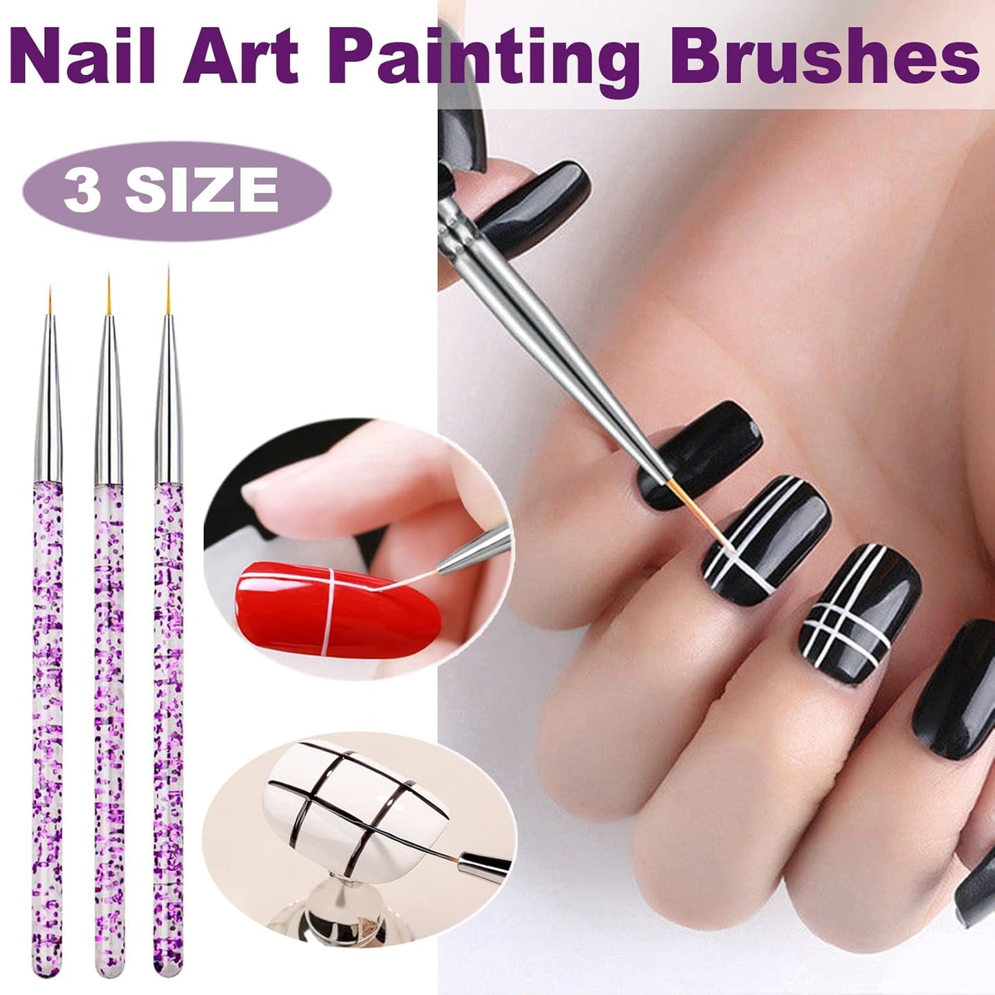 Nail Stamper Nail Art Brushes - French Tip Nail Stamp Clear Nail Art Stamper Jelly with Scraper, 3Pcs Nail Pen Brushes, Soft Silicone Stamper Printer DIY French Tip Nail Stamping (3Pcs)