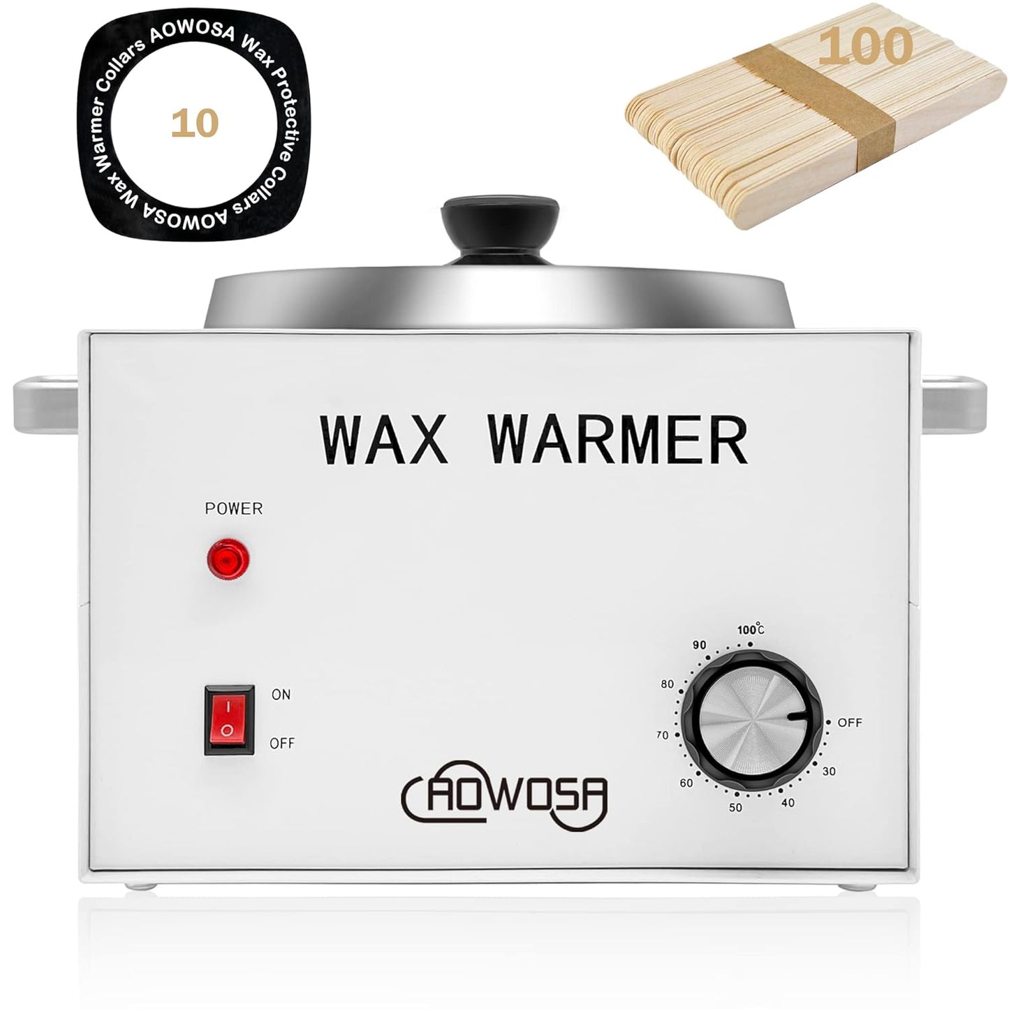 Professional Waxing Kit Wax Warmer Single Pot Wax Heater Machine for Hair Removal, Large Wax Pot with Non-Stick Easy Clean Pot, 50 Wax Sticks & 20 Collar, for Spa Salon Beauty Esthetician Home (Black)