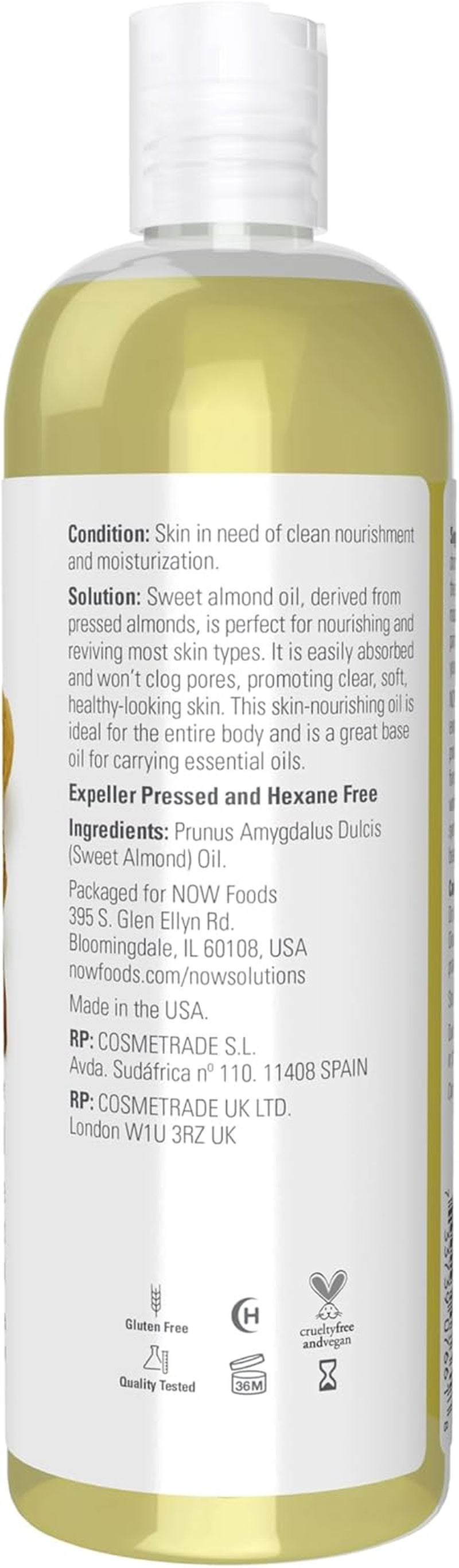 Solutions, Sweet Almond Oil, 100% Pure Moisturizing Oil, Promotes Healthy-Looking Skin, Unscented Oil, 16-Ounce,Package May Vary