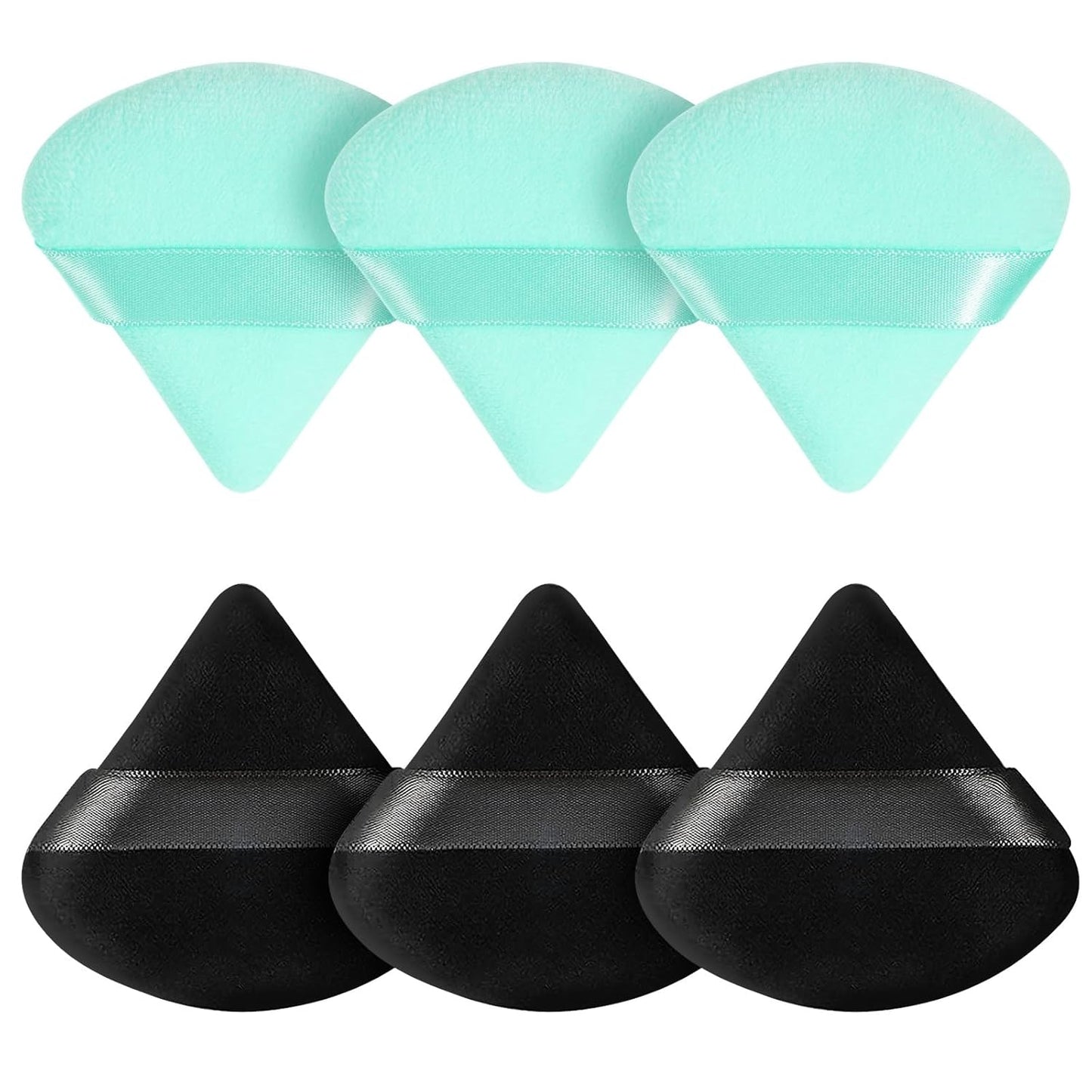 6 Pcs Powder Puff Face Soft Triangle Makeup Puff Velour Makeup Sponge Beauty Blender for Loose Powder Stocking Stuffers for Women (Black)