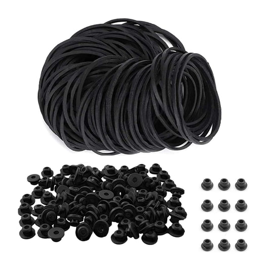 400Pcs Rubber Bands and Grommets Nipples -  200Pcs Grommets Nipples and 200Pcs Rubber Bands Elastic Rubber Loops Grommets Stretchable Machine Parts Supplies