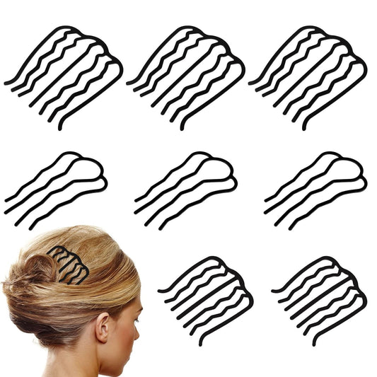 8 Piece U-Shape Hair Combs for Women'S French Twist Updo and Bun Vintage Styling (Black)