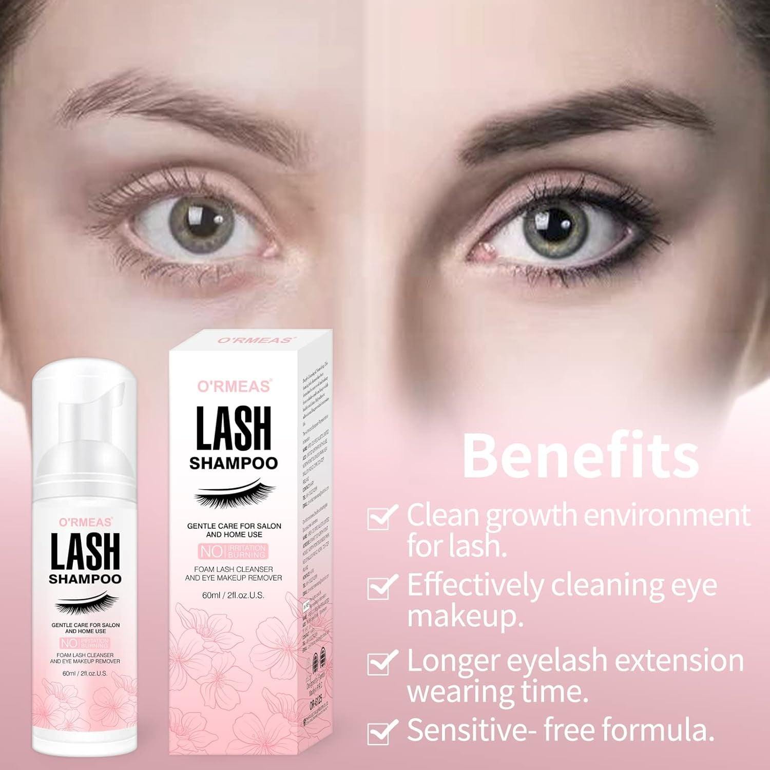 Lash Shampoo for Eyelash Extension Removal, 50Ml - Gentle, Natural Formula, Nourishing, Foaming Cleansing, Paraben & Sulfate Free