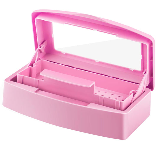 Nail Tool Sterilizer Box Barbicide Disinfectant Jar Plastic Disinfectant Container Suitable for Nail Tools Hair Salons Beauty Centers and Manicure and Nail Equipment(Pink)